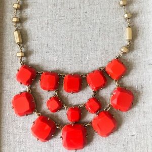 Stella & Dot Coral Olivia Orange Bib necklace.